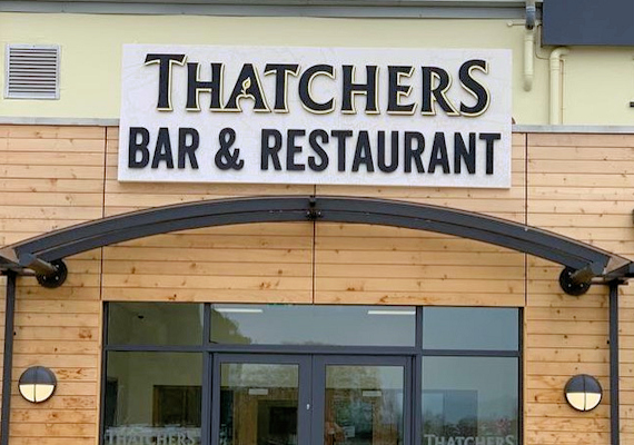 Signage For Thatchers Bar and Restaurant